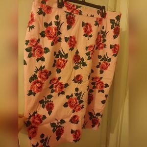 Pink Red Rose Pencil Skirt